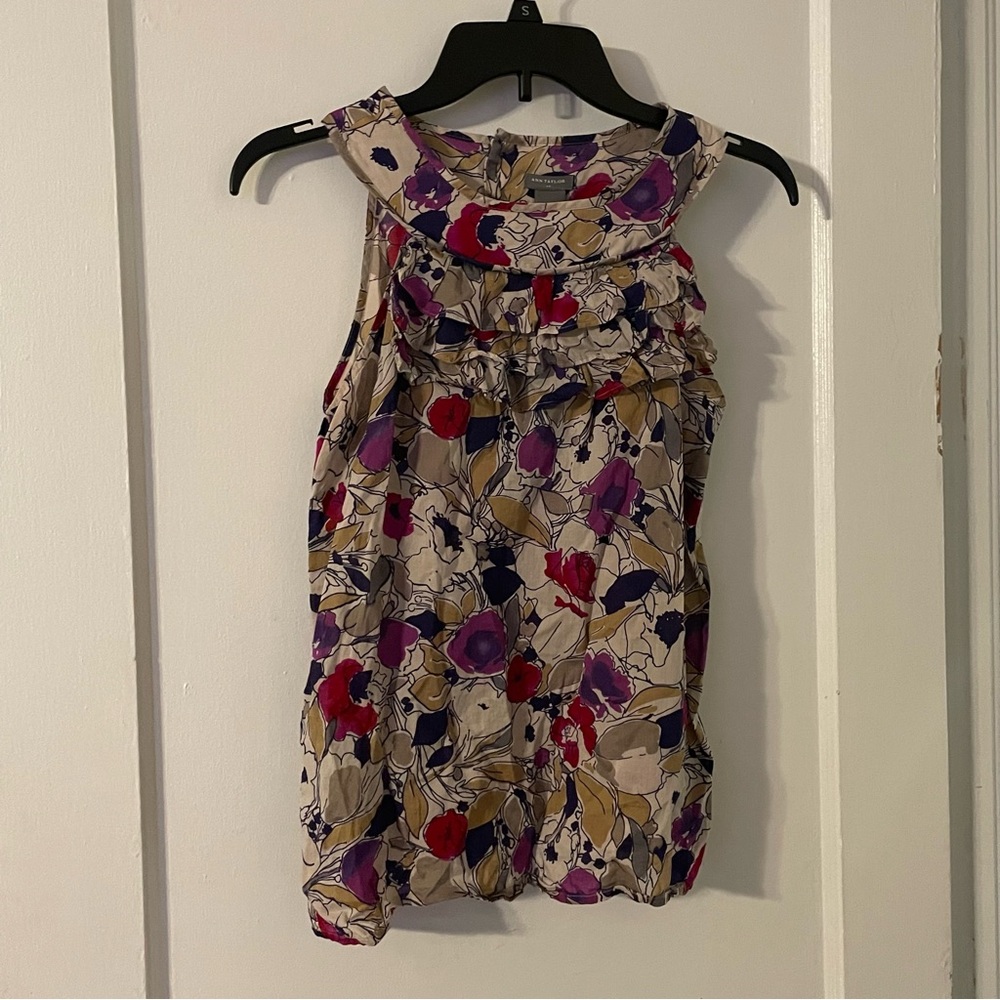 Ann Taylor Floral Sleeveless Blouse